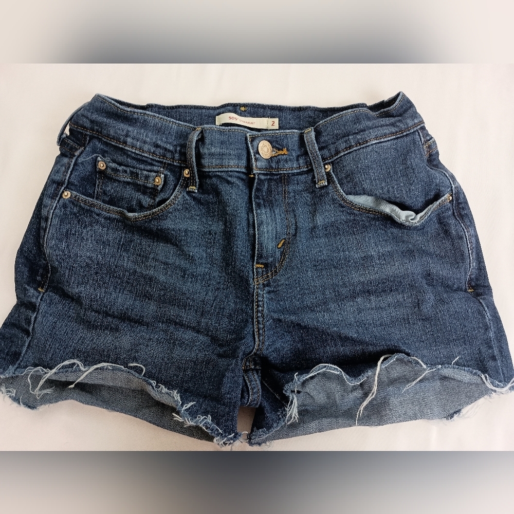 2/$40 LEVI'S 505 Edgy Denim Blue Women's‎ Booty Shorts (#1,420)